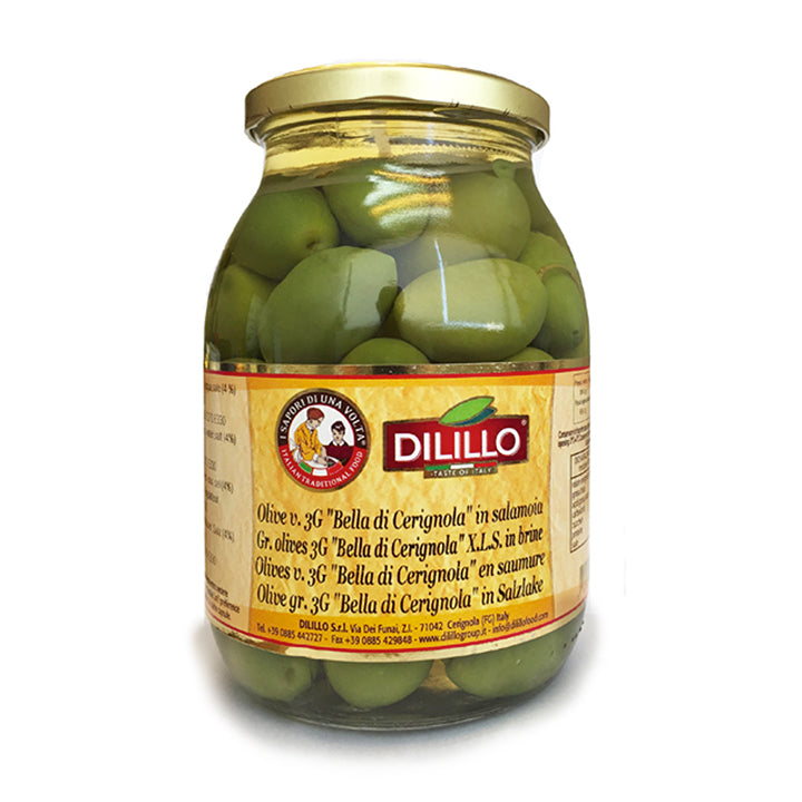 Giant Italian Cerignola Green Olives "Dilillo" in Brine 1062ml/jar
